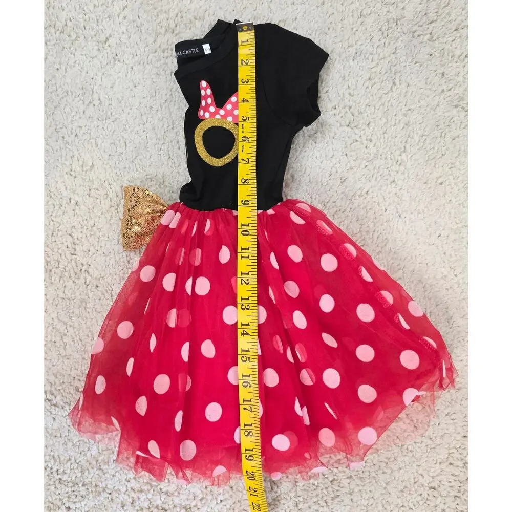 IBTOM CASTLE Toddler Girl 2nd Birthday Minnie Mouse Dress Size 2 Black Red Gold